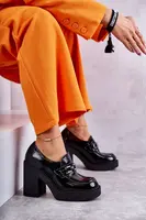 Boto Lakované boty na masivním sloupku  Černé Jaime