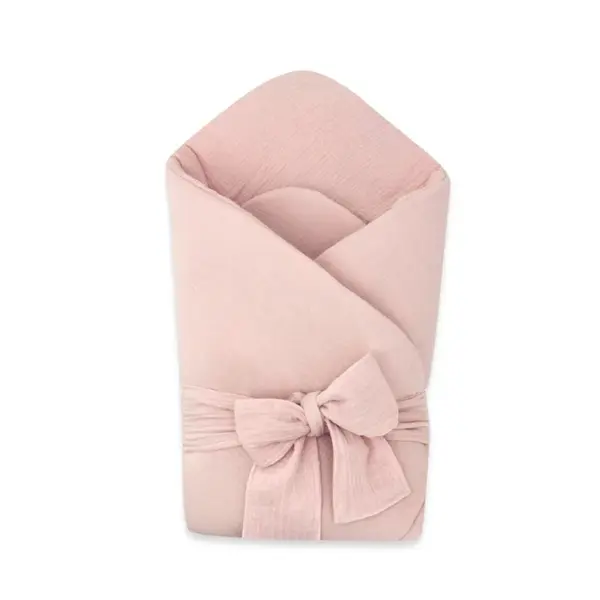 Elegantná mušelínová zavinovačka s viazaním Nature, 75x75 cm, pudrově ružová