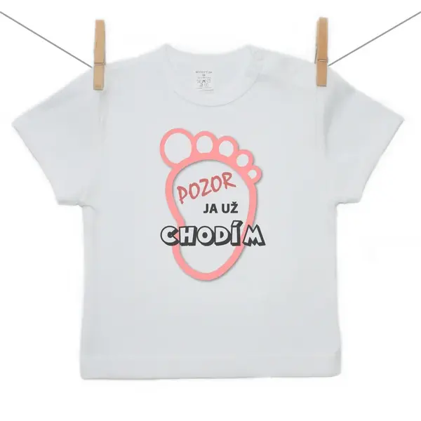 Boodyy Tričko s krátkym rukávom Pozor ja už chodím Dievča 74 (6-9 mesiacov)