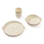 Jedálenská sada pre batoľatá, 3D miska, tanierik, hrnček - béžová