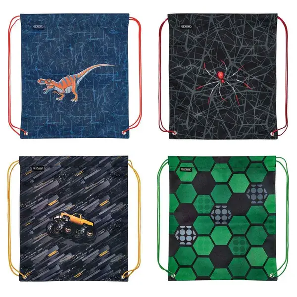 HERLITZVrecko na prezuvky Herlitz 36,5x40,5x0,5cm mix Futbal Monster truck Pavúk Dinománia