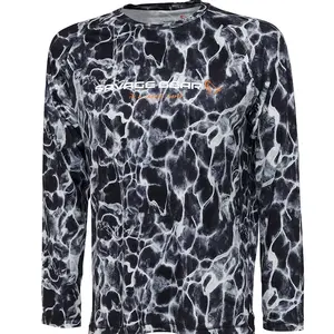 Savage gear triko night uv long sleeve t shirt black waterprint - s