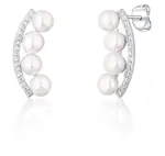 JwL Luxury Pearls Stříbrné náušnice s říčními perlami a zirkony JL0744