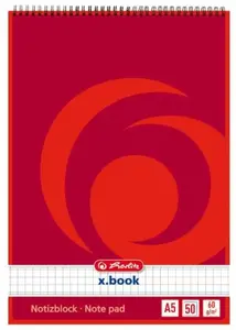 Spirálový blok A5 čtverečkovaný - červený