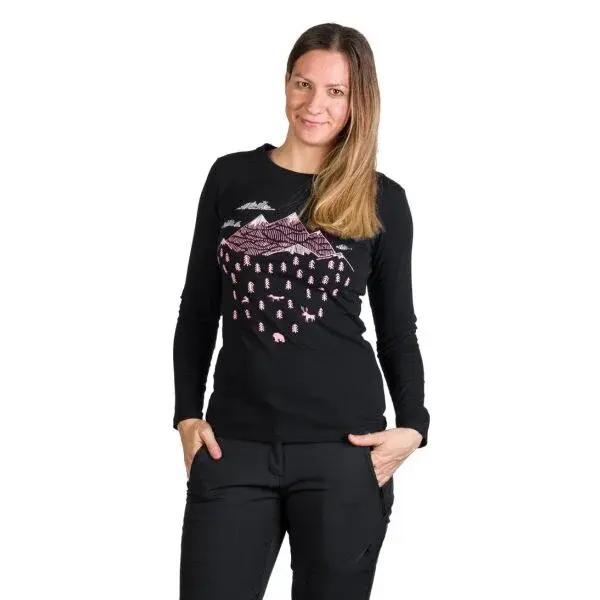 Northfinder DEANN Dámske tričko s dlhým rukávom, čierna, veľkosť