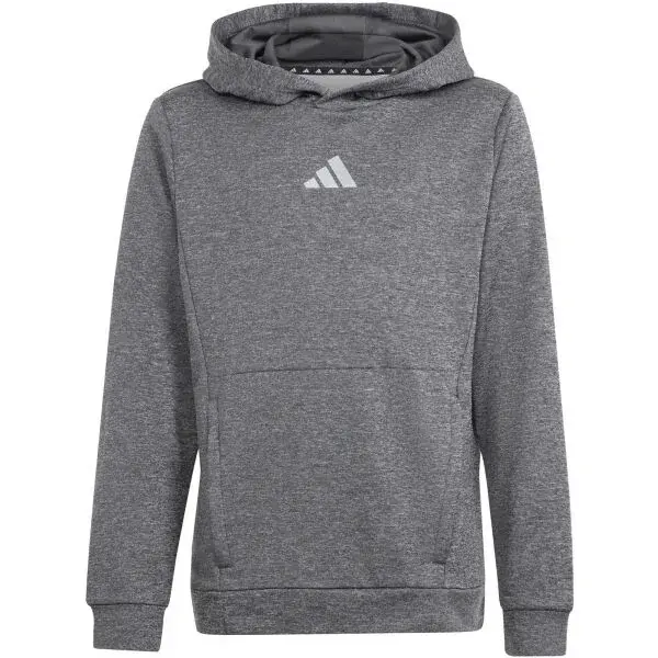 adidas TRAINING HEATHER HOODIE KIDS Detská mikina, tmavo sivá, veľkosť