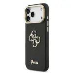 Zadní kryt Guess PU Grained 4G Logo Stand Camera Frame pro Apple iPhone 17 Pro Max, černá