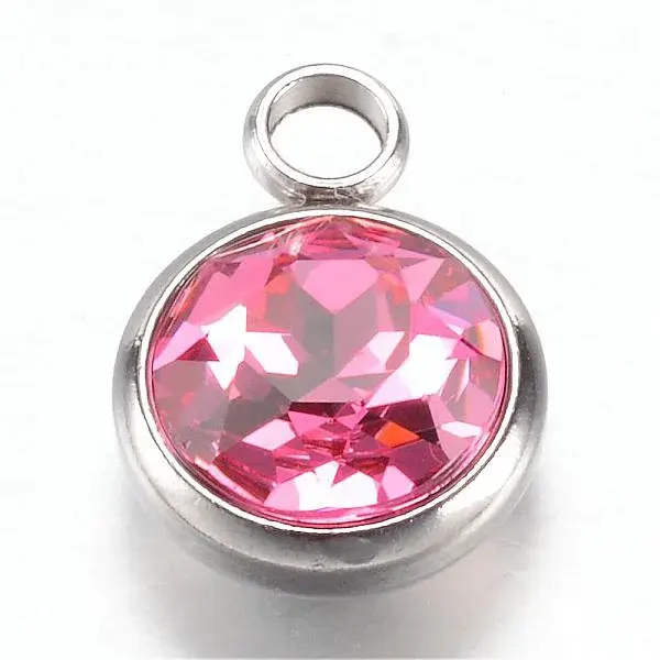 304 Stainless Steel Glass Rhinestone Charms