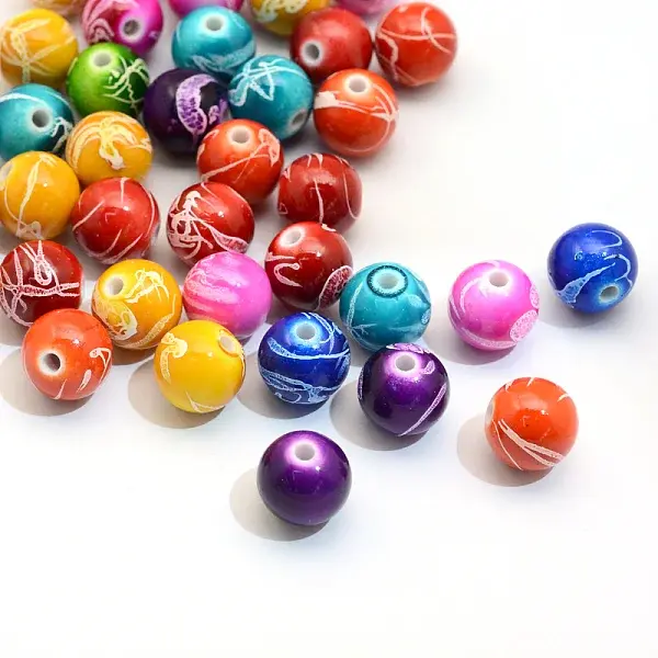 Spray Painted Drawbench Acrylic Round Beads