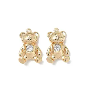 Brass Micro Pave Clear Cubic Zirconia Pendants