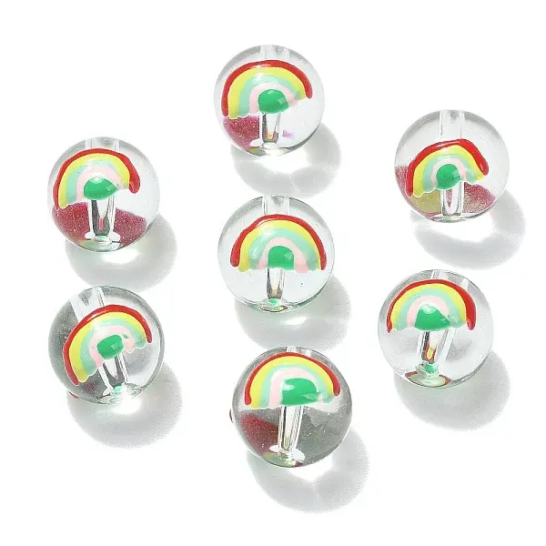 10Pcs Transparent Glass Enamel Beads