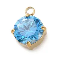 304 Stainless Steel Micro Pave Cubic Zirconia Pendants