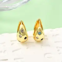 Brass Micro Pave Cubic Zirconia Dangle Earrings