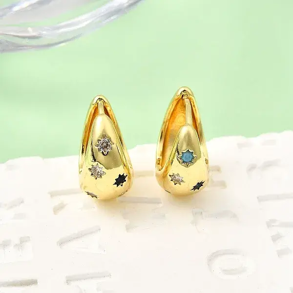 Brass Micro Pave Cubic Zirconia Dangle Earrings