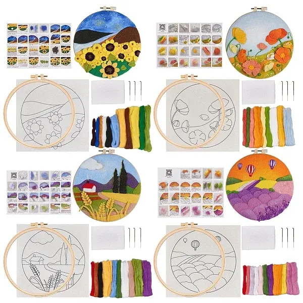 Flower Hanging Painting Needle Felting Kit for Beginners