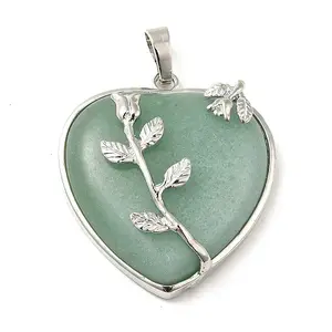 Heart Natural Green Aventurine Pendants
