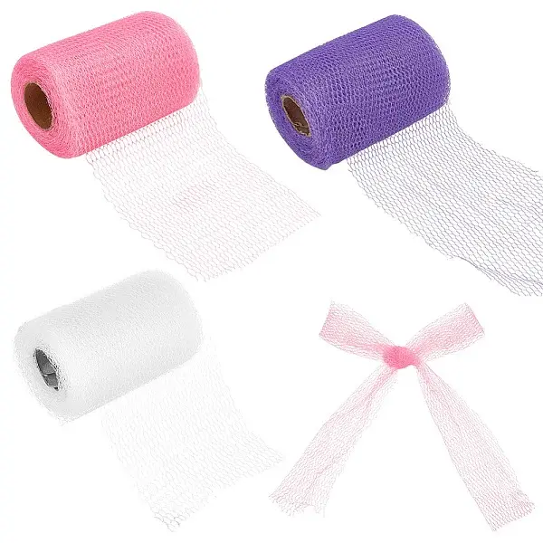 3 Rolls 3 Colors Polyester Mesh Fabric