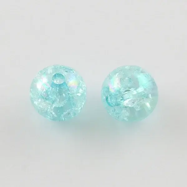 Bubblegum AB Color Transparent Crackle Acrylic Round Beads