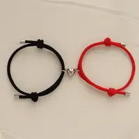 Alloy Heart-shaped Magnetic Braided Rope Bracelets for Couple Girlfriends