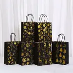 Christmas Theme Printed Paper Tote Bags with Handles