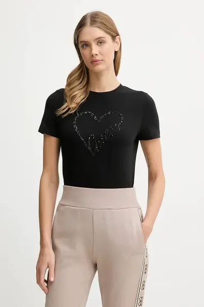 Tričko Guess LOVE dámské, černá barva, V5BI13 J1314