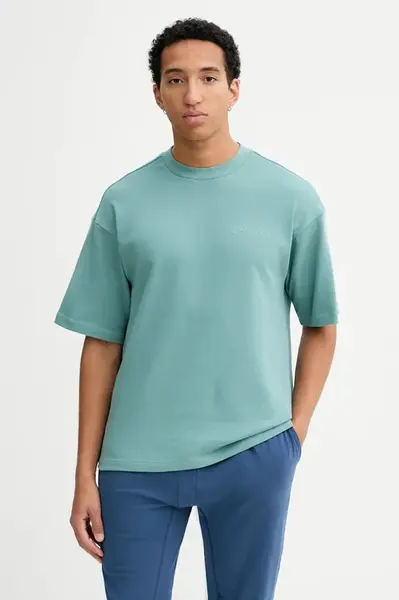 Bavlněné tričko Calvin Klein Underwear pánské, tyrkysová barva, s aplikací, LV00NM2929