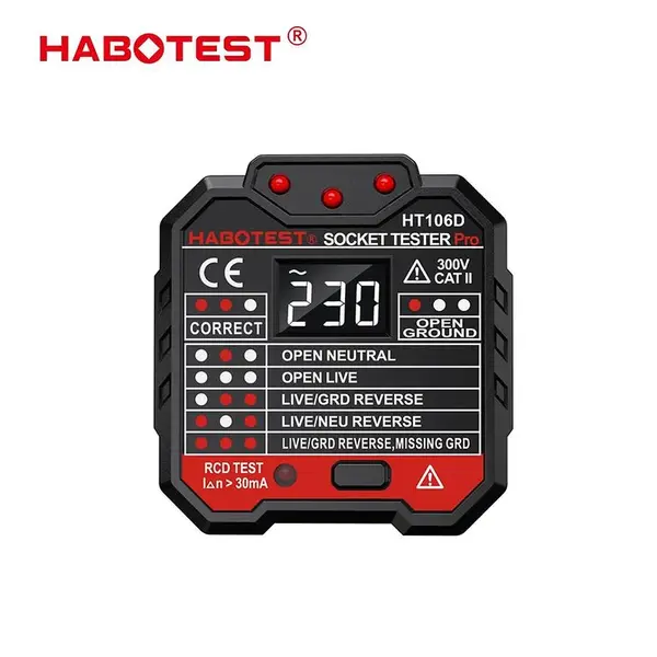 Tester el. zásuviek s digitálnym displejom HABOTEST HT106D