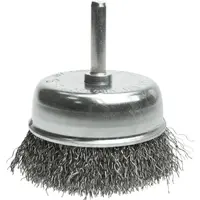 Kefa hrnčeková, 100 mm, so stopkou 6 mm, vlnitý oceľový drôt, Drel