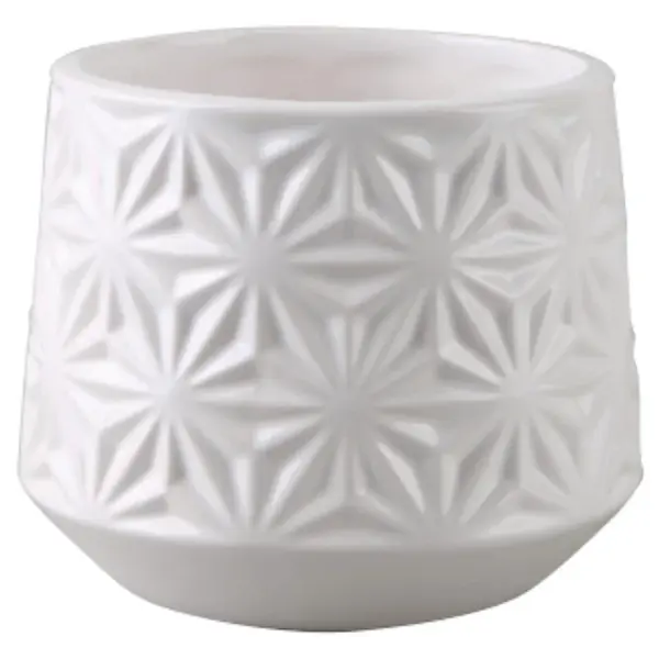Obal na kvetináč keramický Flower biely
