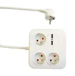 Predlžovací kábel  Power Square 3-GN + 2USB 34105 1,4M