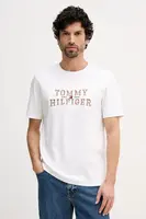 Tričko Tommy Hilfiger pánské, béžová barva, s aplikací, MW0MW42803