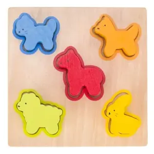 Goki Dřevěná edukační vkládačka - Zvířátka, 5 ks