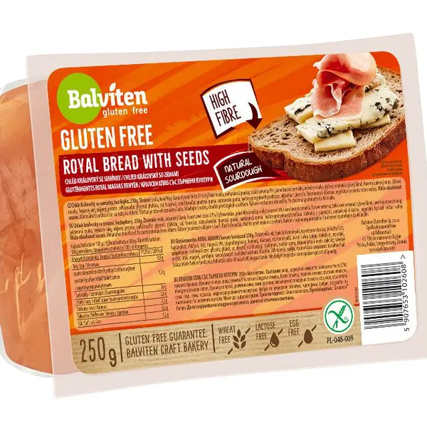Balviten Royal Bread With Seeds bezlepkový chléb se semínky krájený 250 g