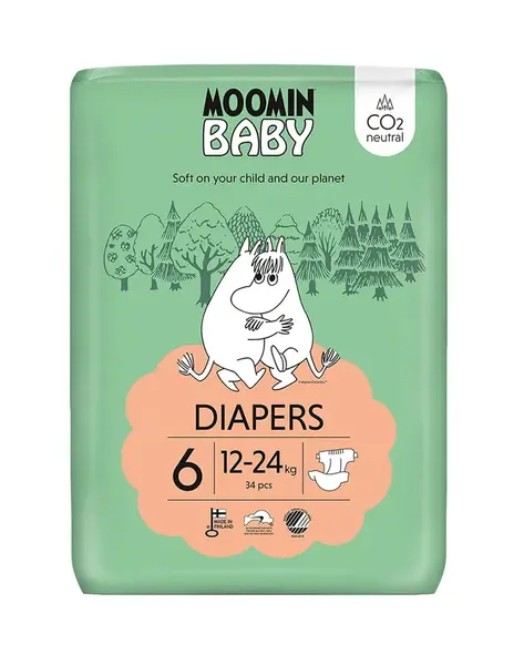 Moomin Baby 6 Maxi 12–24 kg eko pleny 34 ks
