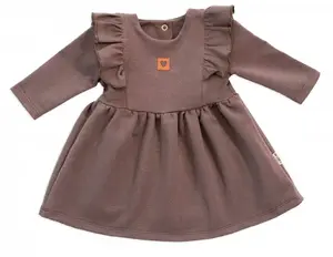 Baby Nellys Dětské teplákové šaty, tunika Vintage Love - čokoláda, vel. 80
