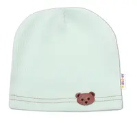 Baby Nellys Žebrovaná čepice Medvídek - mátová vel.  92/98