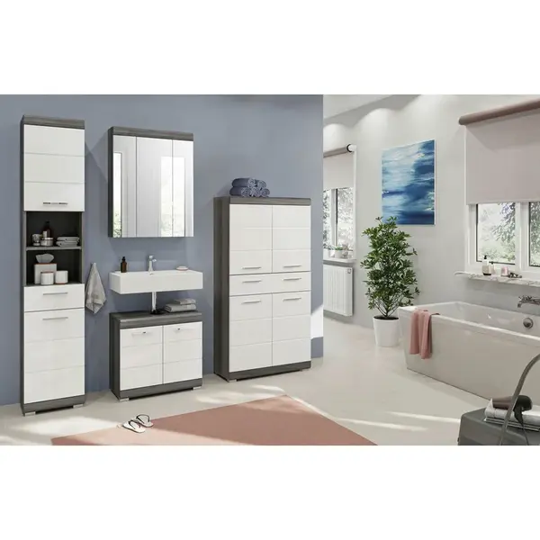 MID.YOU KOUPELNA šedá, vysoce lesklá bílá