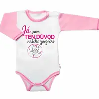 Baby Nellys Body dl.rukáv s vtip. textem , Já jsem TEN DŮVOD našeho zpoždění,vel. 80, holka