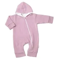 Baby Nellys Mušelinový overálek s kapucí, dvouvrstvý, Hand Made, pudrový/růžový, vel. 62 vel.  62