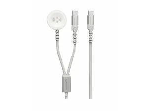 Swissten Magnetický kabel 2v1 pro Apple Watch a USB-C, USB-C, 1,2 m, bílý