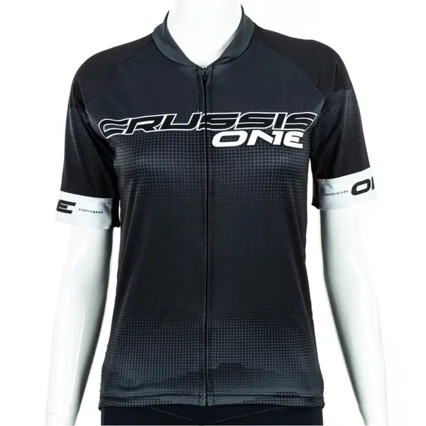 Dámský cyklistický dres s krátkým rukávem Crussis ONE CSW-059 černá/bílá XL