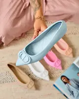 Resti Blue Women's Spike Ballerinas with Manixy Nose Decoration