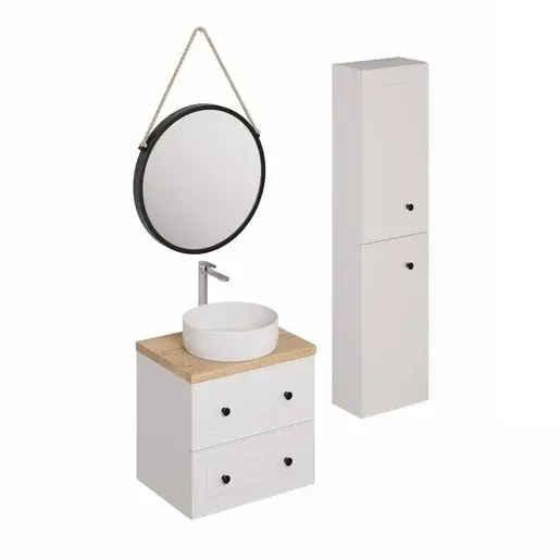 Kúpeľňová zostava s umývadlom vrátane umývadlovej batérie, vtoku a sifónu Naturel Forli biela KSETFORLI8