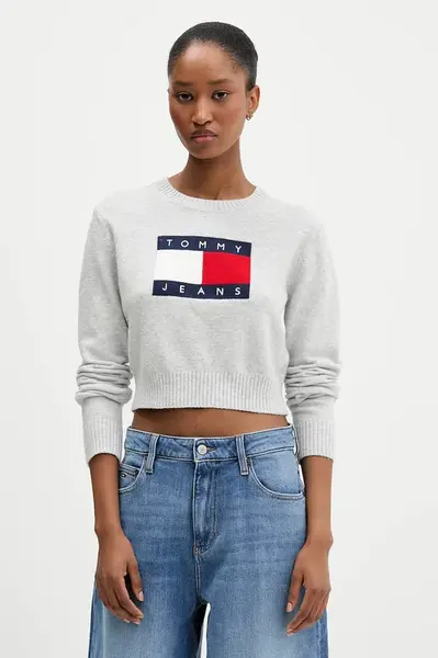 Svetr Tommy Jeans dámský, šedá barva, DW0DW21690