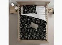 Povlečení do postýlky z Renforcé bavlny FLORWELLA černé Rozměr povlečení: 45 x 65 cm | 90 x 140 cm