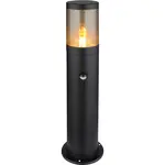 GLOBO Záhradná lampa XELOO čierna/dymová E27 60 W pr. 140 x 500 mm detektor poh.