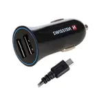SWISSTEN Nabíjačka USB-A 12/24V, 2,4 A, 2x USB-A, kábel Micro USB