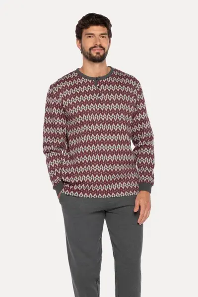 Teplé pánské pyžamo RENE L Bordó