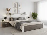 Postel IKAROS 180 x 200 cm, bílá/dub lanýž Rošt: S lamelovým roštem, Matrace: Matrace Coco Maxi 20 cm