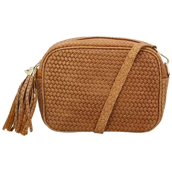 Dámská kožená crossbody kabelka koňaková - Delami Vera Pelle Teresia